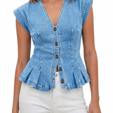 Virginia - Top in denim con scollo a V